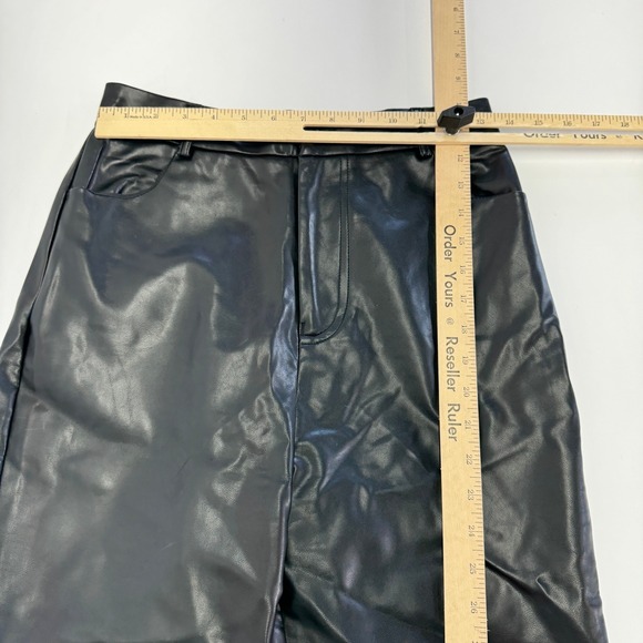 White‎ Fox Pants Womens Medium Black Faux Leather High Waisted Chic - Picture 7 of 9